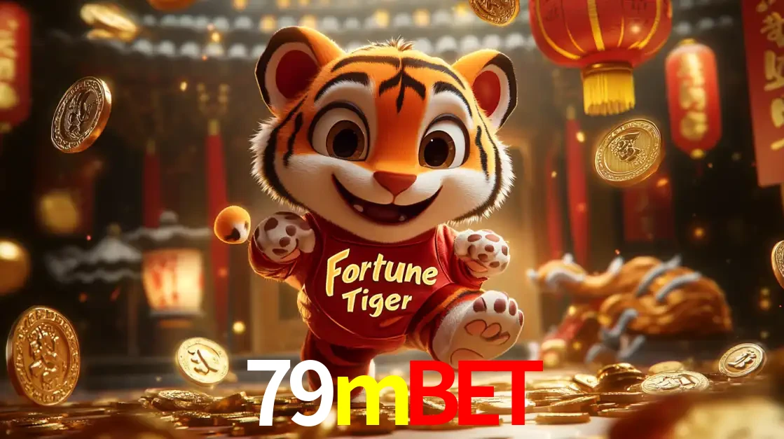 O alegre personagem do Fortune Tiger correndo sobre um caminho de moedas de ouro, simbolizando os grandes prêmios e a diversão do popular jogo de slot do 79mbet.